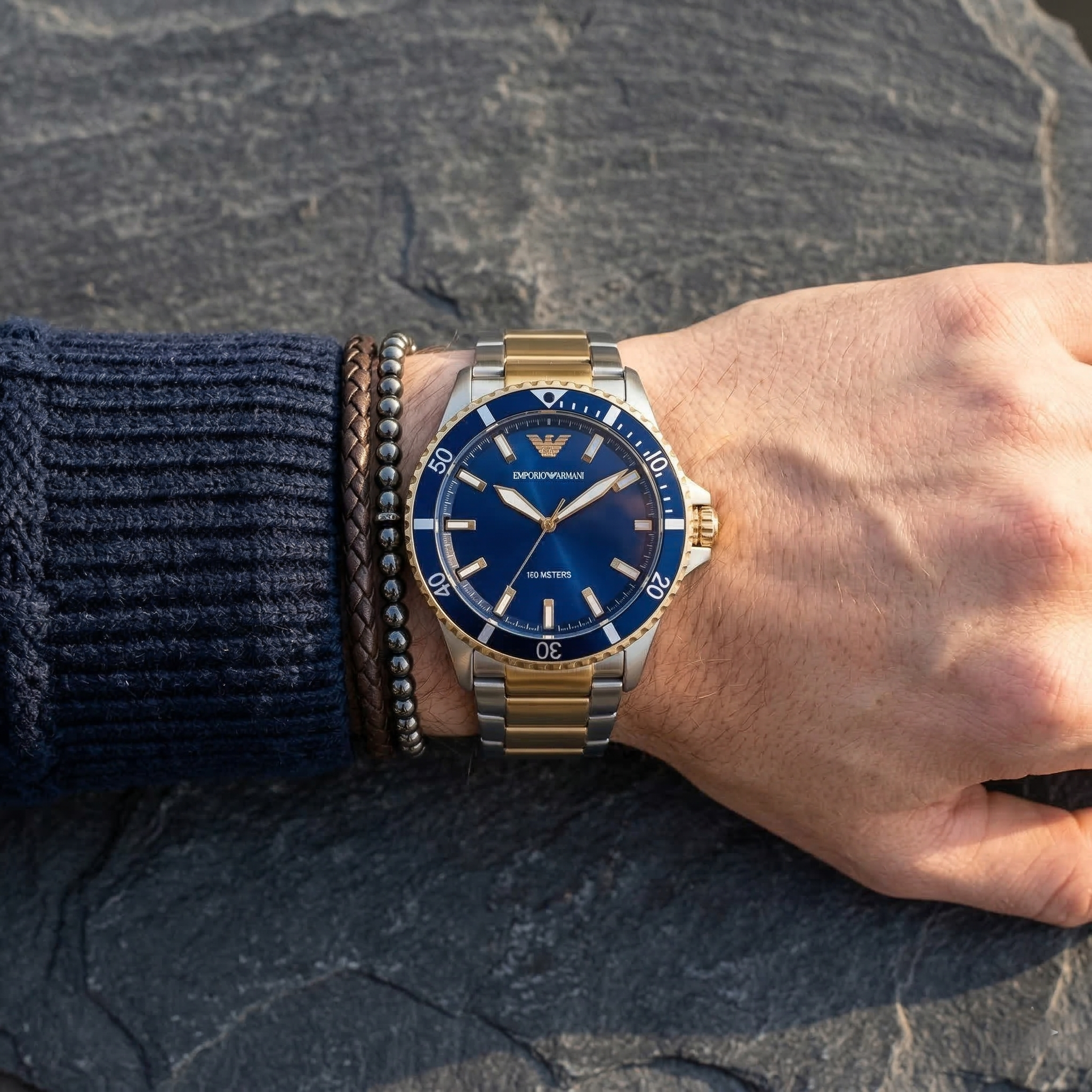 Emporio Armani World Explorer AR11682 Two-Tone Blue Dial Men's Watch