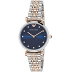 Emporio Armani Gianni T-Bar AR11092 Two-Tone Blue Dial Crystal Watch