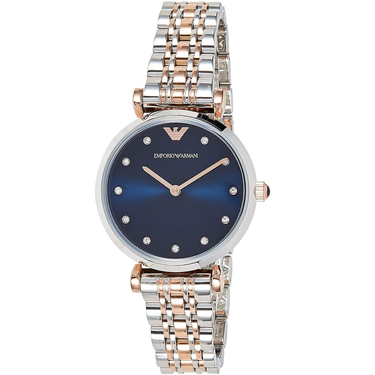 Emporio Armani Gianni T-Bar AR11092 Two-Tone Blue Dial Crystal Watch