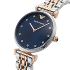 Emporio Armani Gianni T-Bar AR11092 Two-Tone Blue Dial Crystal Watch
