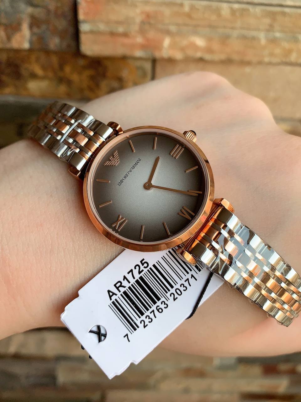 Emporio Armani Gianni T-Bar AR1725 Two-Tone Silver & Rose Gold Watch