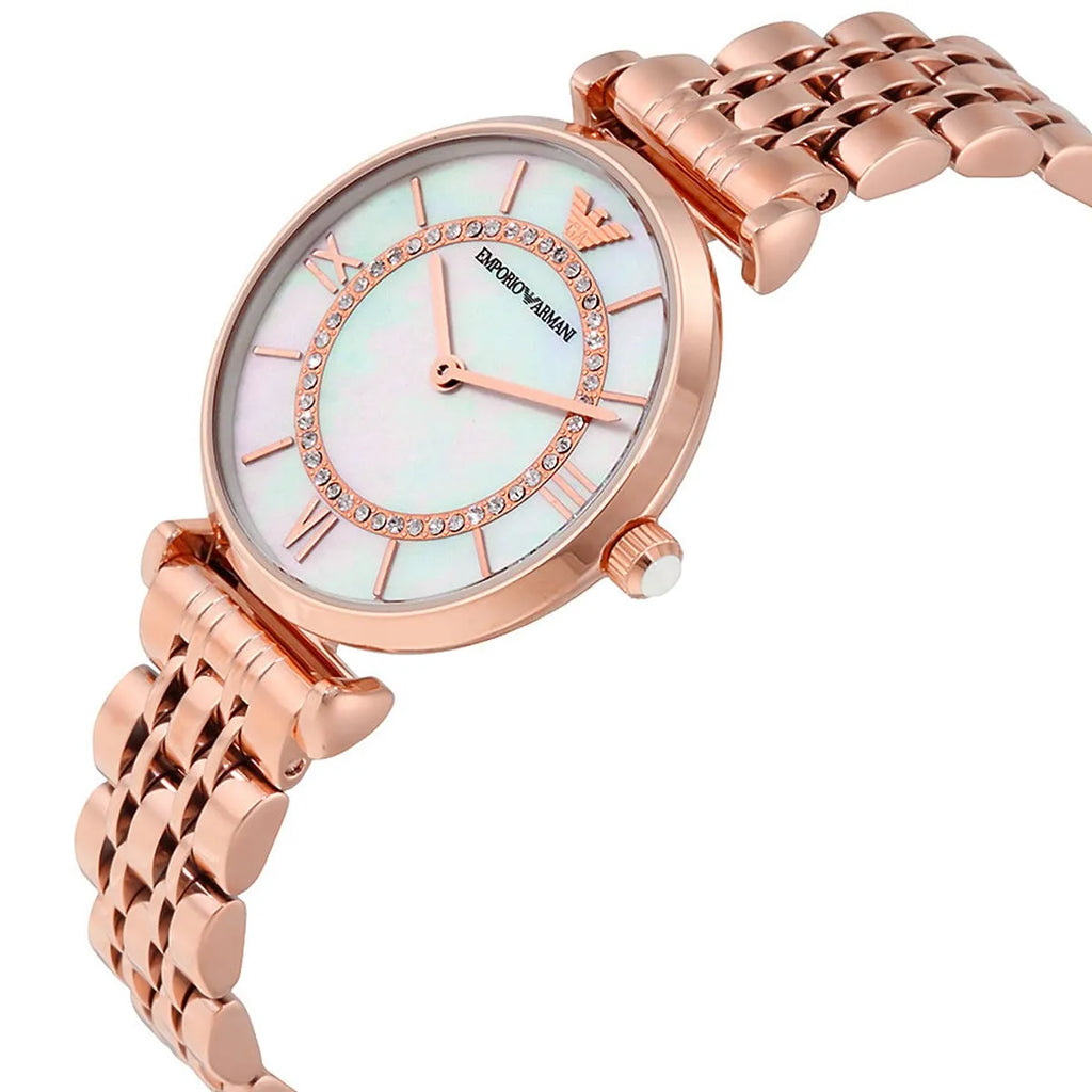 Emporio Armani Gianni T-Bar AR1909 Rose Gold Crystal Ring Watch