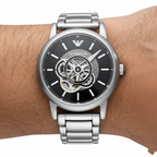 Emporio Armani Luigi AR60021 Meccanico Automatic Open-Heart Black Dial Watch