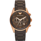 Emporio Armani Tazio AR5890 Brown Silicone & Rose Gold Watch