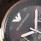 Emporio Armani Tazio AR5890 Brown Silicone & Rose Gold Watch