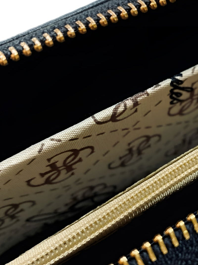 GU Quilted Black Wallet For Women 84#