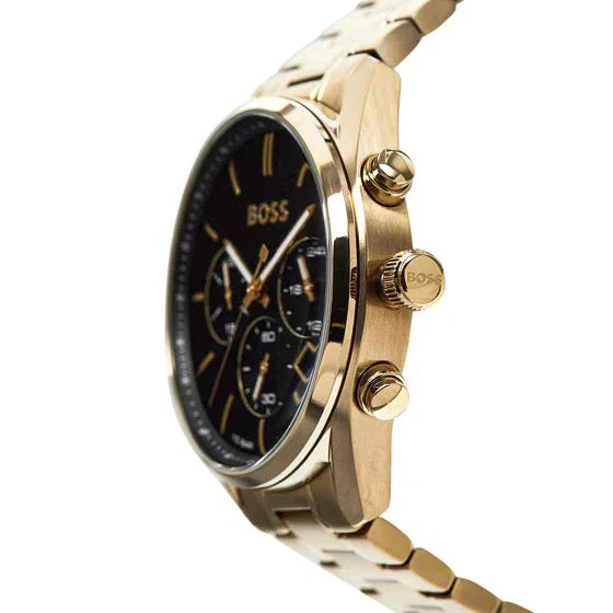Hugo Boss Champion 1513848 Gold-Tone Black Dial Chronograph Men's Watch