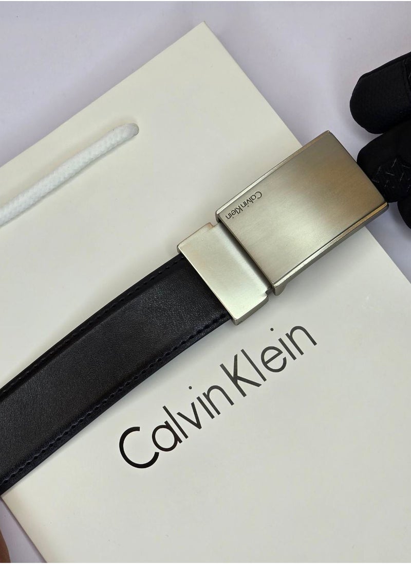 CK Black Leather Wallet-Belt Set For Men 12#