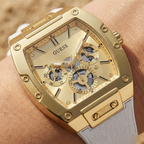 Guess Phoenix GW0202G6 Gold-Tone & White Rubber Men's Watch