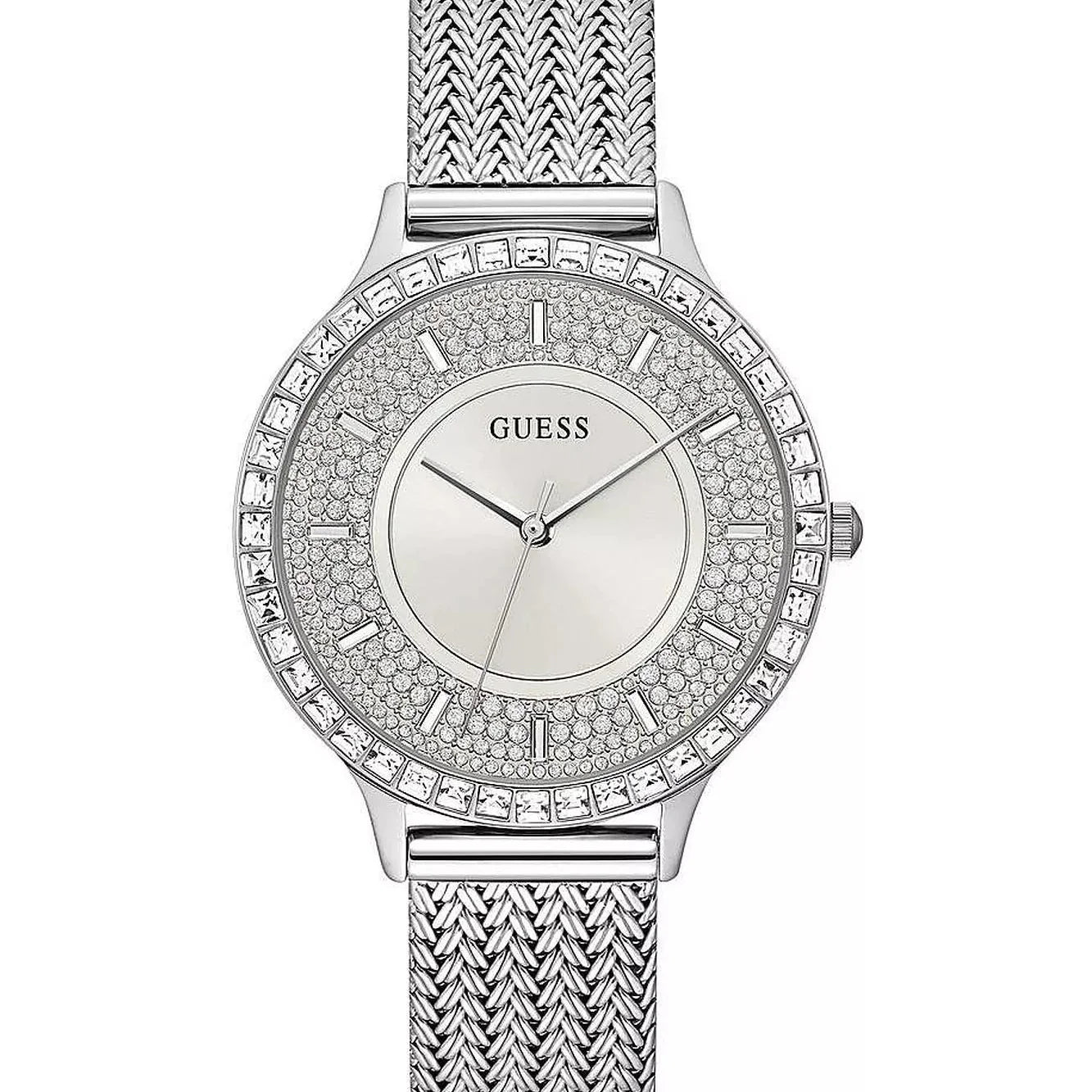 Guess Dress GW0402L1 Silver Mesh Crystal Ladies Watch