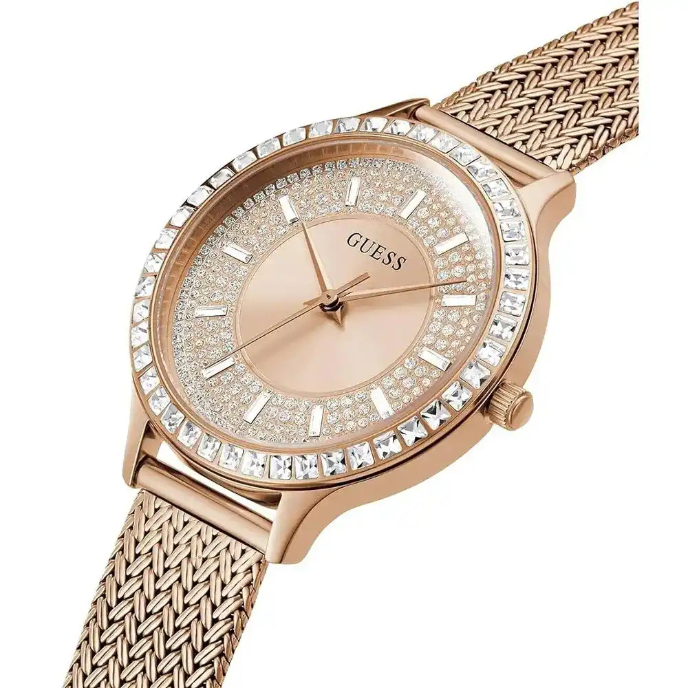 Guess Dress GW0402L3 Rose Gold Mesh Crystal Ladies Watch
