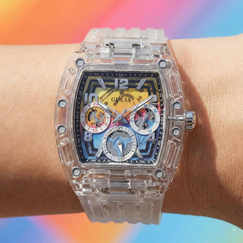 Phoenix Watch Guess Phoenix GW0499G3 Men's Transparent & Rainbow Watch – Evoo Watches