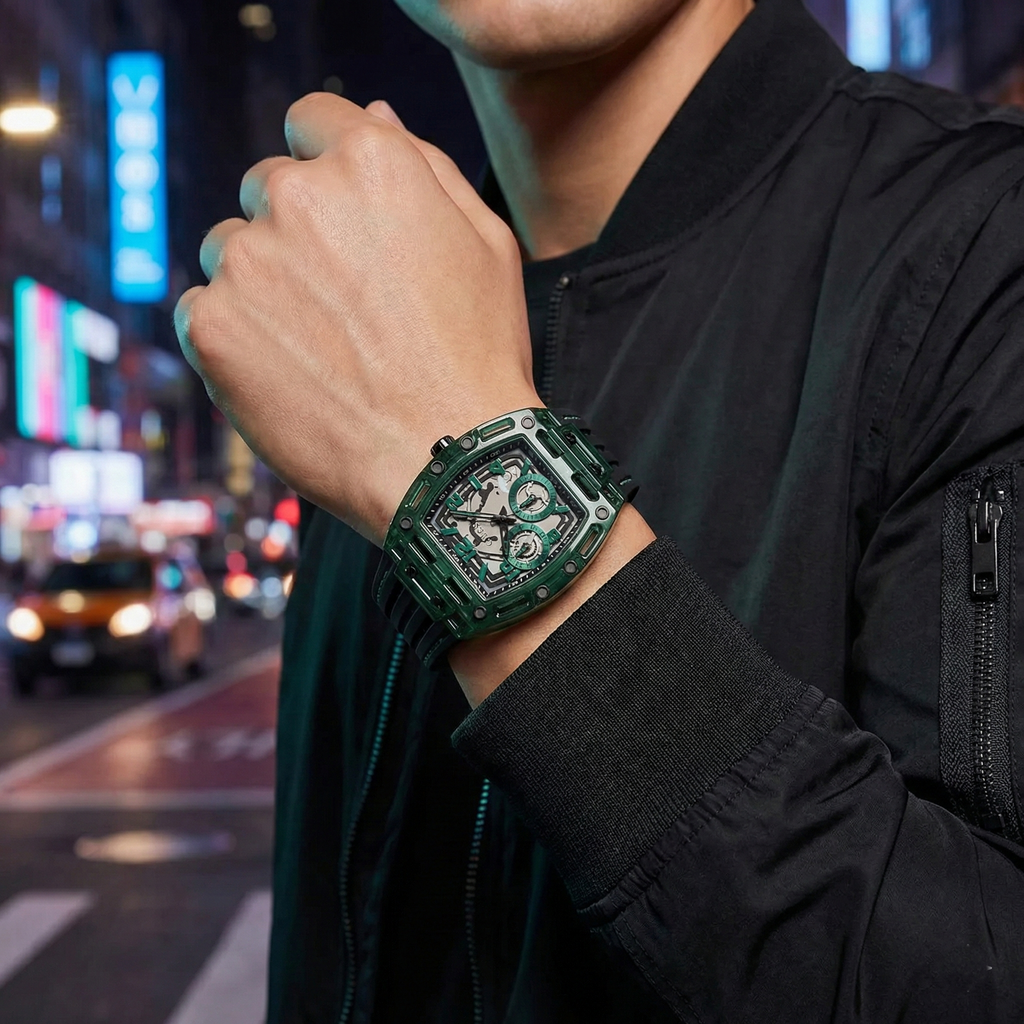 Phoenix Watch Guess GW0499G7 Phoenix Green Transparent Men's Watch – Evoo Watches