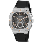 Guess Headline GW0571G1 Silver Case Black Dial Black Rubber Strap Men's Watch