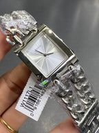 Guess Mod Heavy Metal W1117L1 Silver Tone Chain Bracelet Rectangular Watch