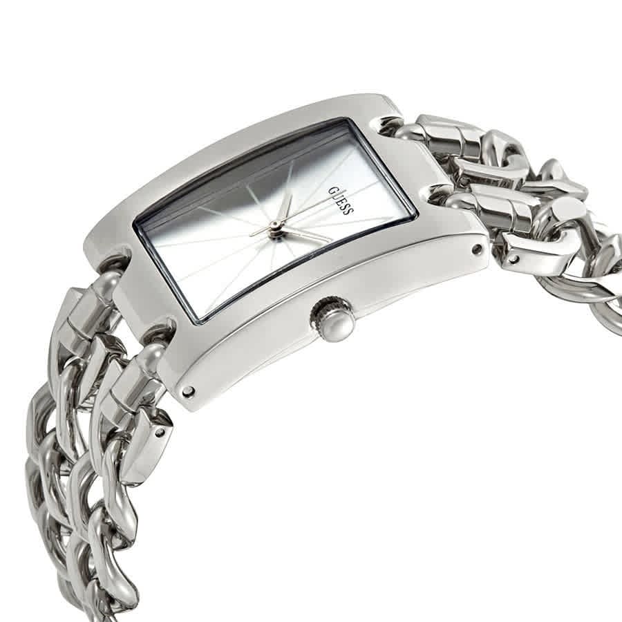 Guess Mod Heavy Metal W1117L1 Silver Tone Chain Bracelet Rectangular Watch