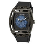 Guess Phoenix Lion Head GW0595G2 Black Case Blue Lion Black Silicone Watch
