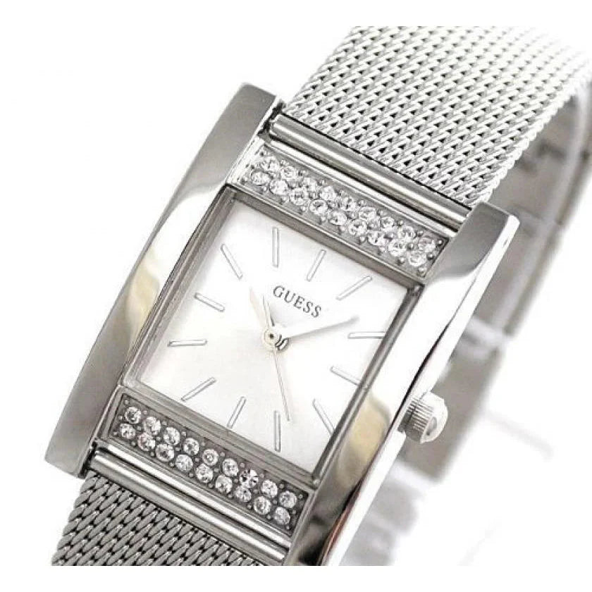Guess W0127L1 Nouveau Silver Rectangular Case Crystal Mesh Women's Watch