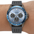 Guess Odyssey W1108G6 Gunmetal Case Sky Blue Dial Grey Rubber Watch