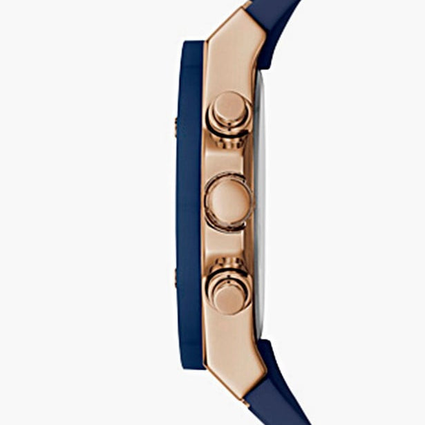Guess Athena  GW0030L5 Rose Gold Case Silver Dial Blue Rubber Women's Watch