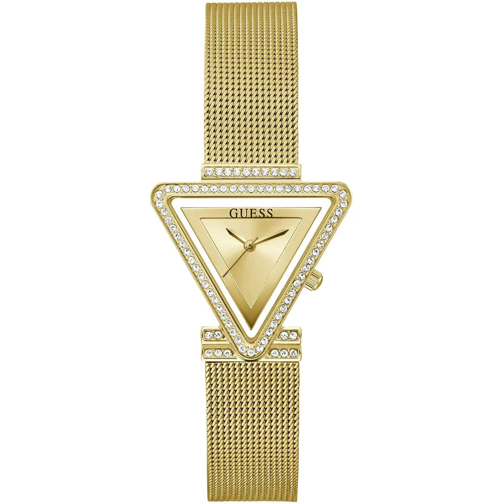 Guess Fame GW0508L2 Gold Triangle Case Crystal Bezel Gold Mesh Women's Watch