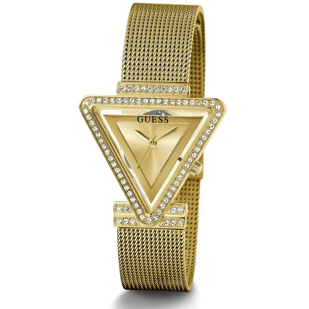 Guess Fame GW0508L2 Gold Triangle Case Crystal Bezel Gold Mesh Women's Watch