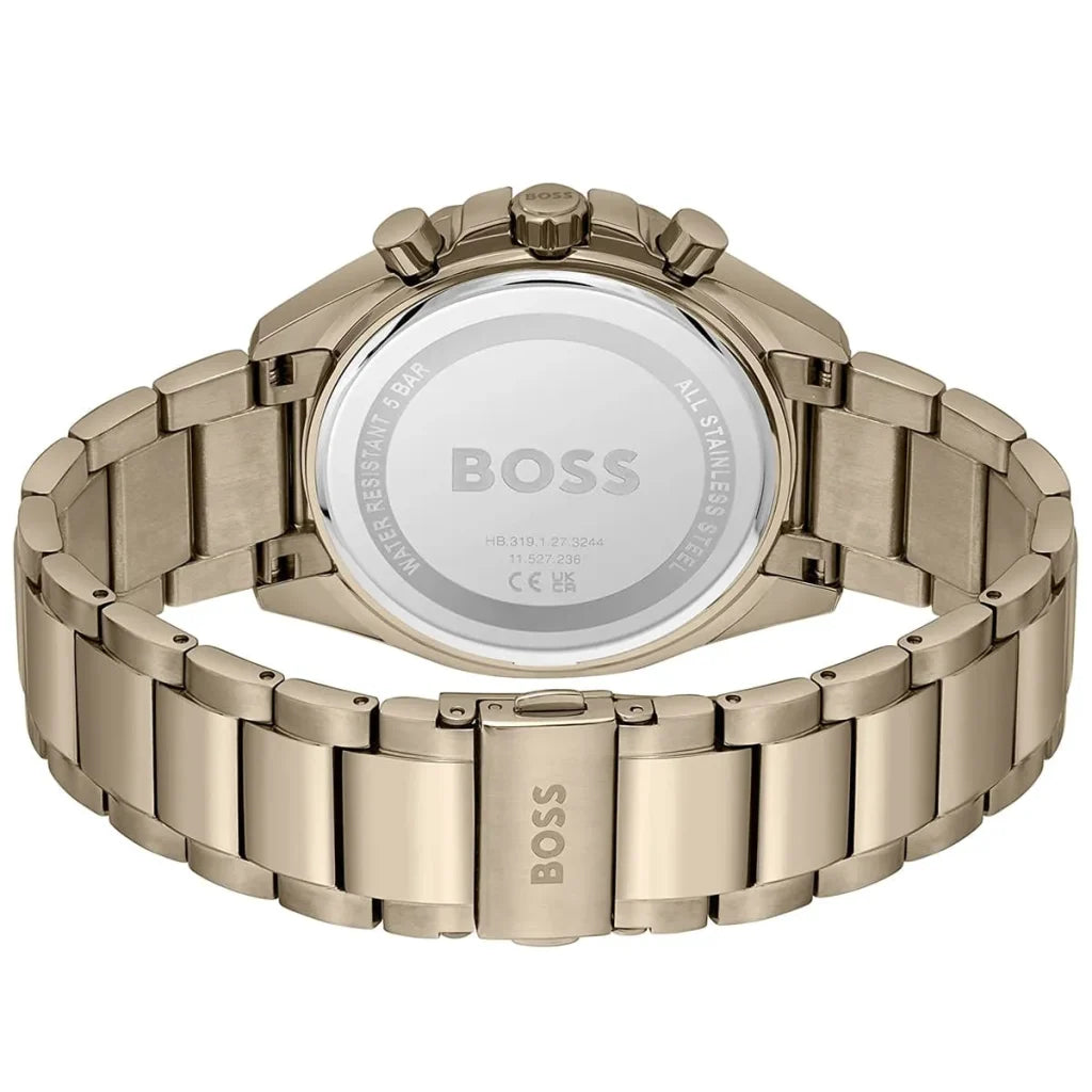 Hugo Boss Cloud 1514019 Men's Beige Gold Steel Watch with Olive Green Dial