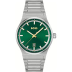 Hugo Boss Candor 1514079 Men's Silver Steel Watch with Green Dial