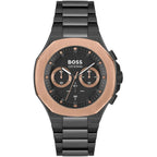 Hugo Boss Taper 1514090 Men's Black Steel Watch with Gold Bezel