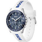 Hugo Boss Strike 1514238 Men's Blue Dial Watch with White Logo Rubber Strap