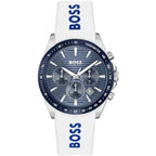 Hugo Boss Strike 1514238 Men's Blue Dial Watch with White Logo Rubber Strap