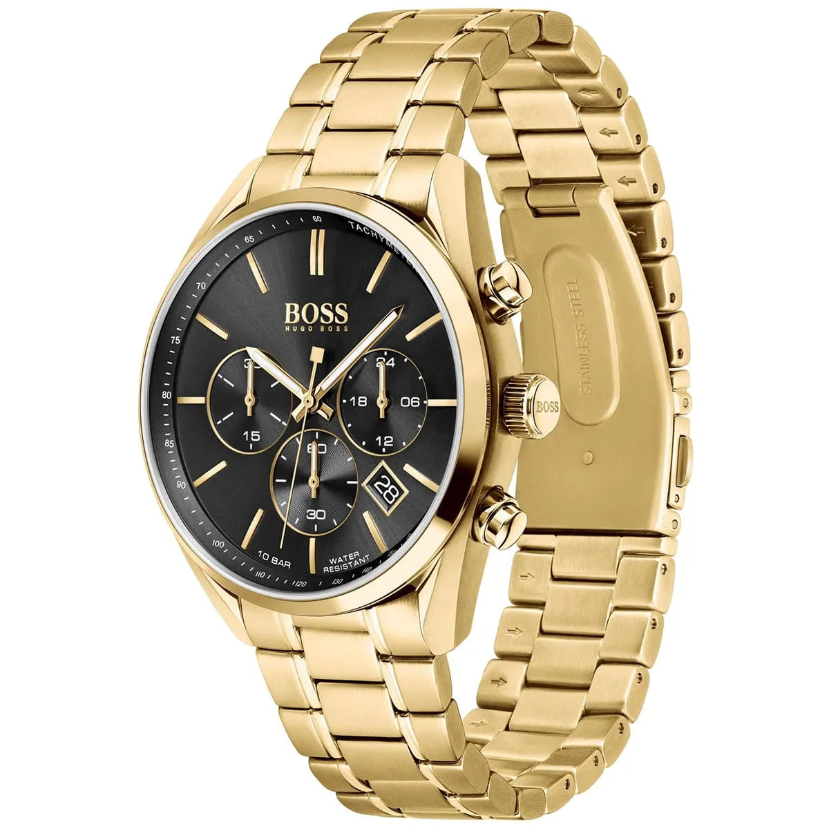 Hugo Boss Champion 1513848 Gold-Tone Black Dial Chronograph Men's Watch