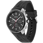 Hugo Boss Distinct 1513855 Silver Black Rubber Red Accents Men's Watch