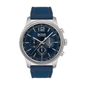 Hugo Boss Navigator 1513526 Silver Stainless Steel Blue Silicone Chronograph Watch