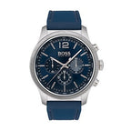Hugo Boss Navigator 1513526 Silver Stainless Steel Blue Silicone Chronograph Watch