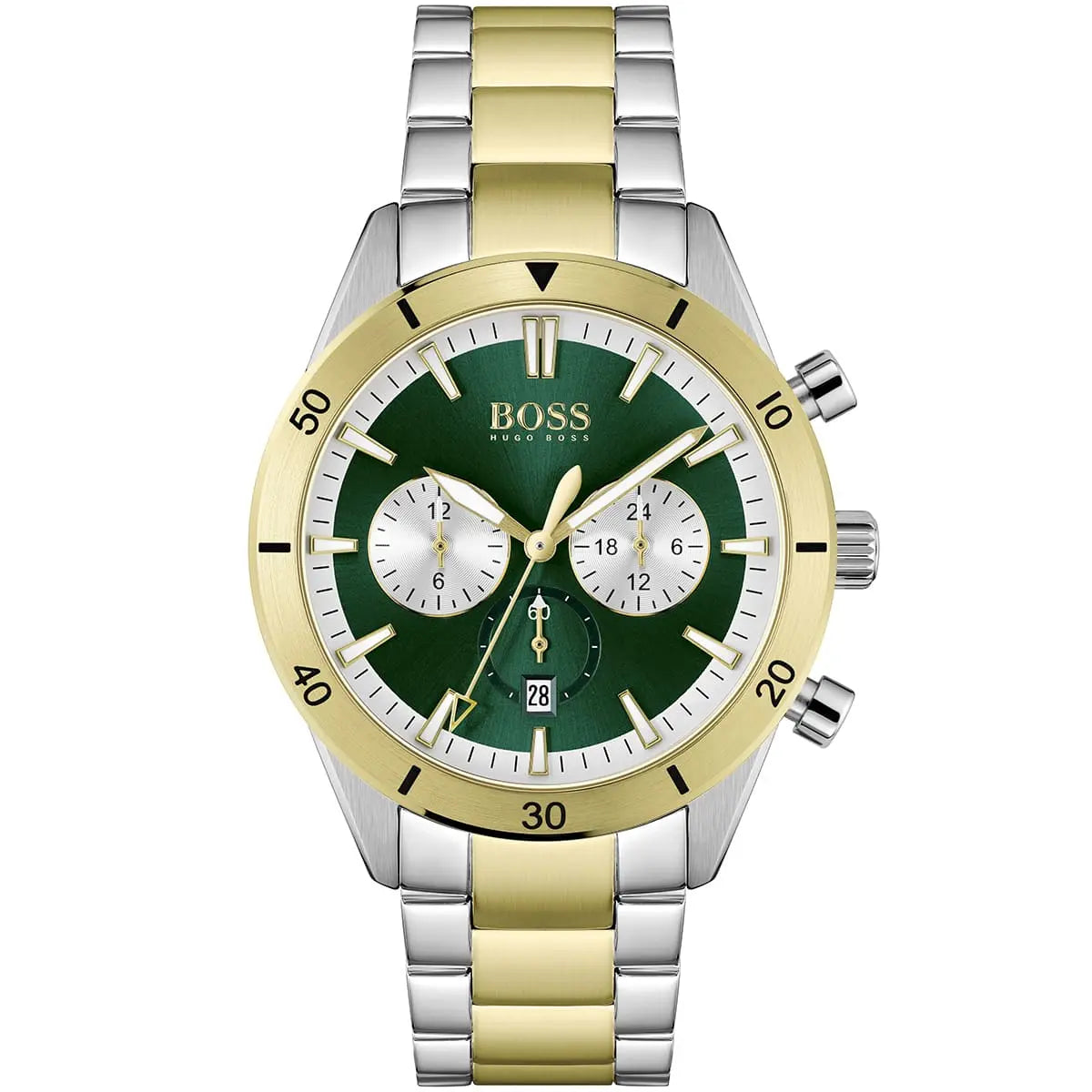 Hugo Boss Santiago 1513872 Two-Tone Green Dial Chronograph Men's Watch
