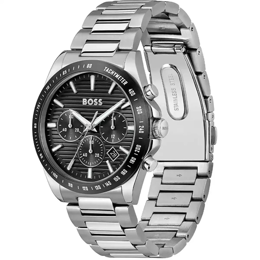 Hugo Boss Strike 1514290 Silver-Tone Black Dial Chronograph Men's Watch