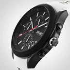 Hugo Boss Velocity 1513718 Black Dial White Rubber Strap Chronograph Men's Watch