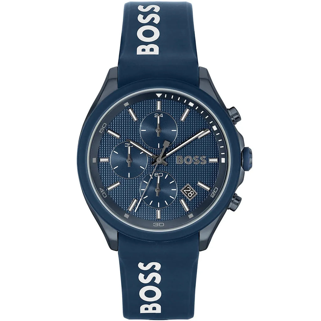 Hugo Boss Velocity 1514061 Blue IP Blue Rubber Strap Chronograph Men's Watch
