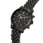 Maserati Epoca R8873618019 Full Black Jubilee Bracelet Rose Gold Accents Watch