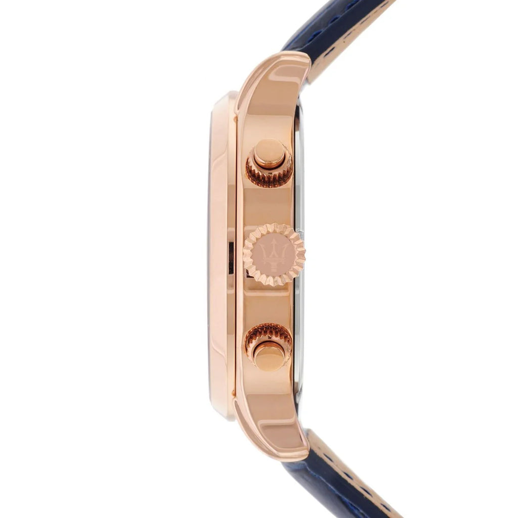Maserati Epoca R8871618007 Rose Gold Blue Leather Men's Watch