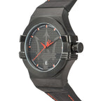 Maserati Potenza R8851108010 Black Case Black Leather Red Stitching Watch