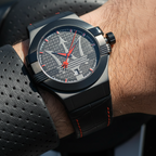 Maserati Potenza R8851108010 Black Case Black Leather Red Stitching Watch