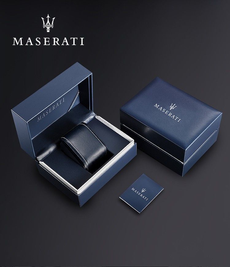 Maserati Potenza R8851108010 Black Case Black Leather Red Stitching Watch