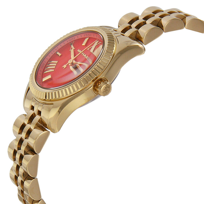 Michael Kors Lexington MK3284 Red Dial Gold-Tone Stainless Steel Women's Watch