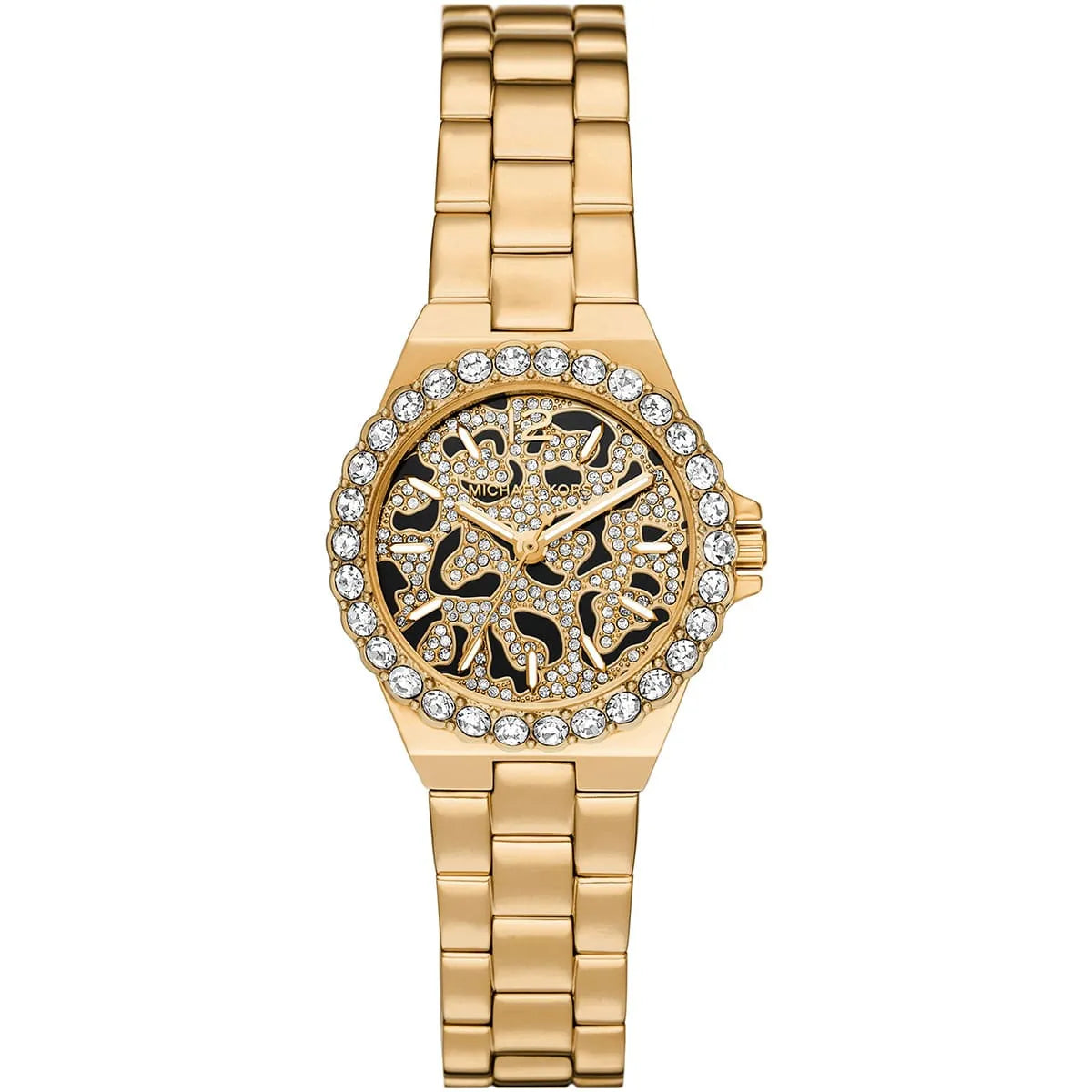 Michael Kors Lennox MK7394 Gold-Tone Watch with Pavé Leopard Print Dial