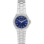 Michael Kors Lennox MK7397 Silver Watch with Navy Blue Dial and Crystal Bezel