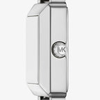 Michael Kors Emery MK1219 Square Silver-Tone Metallic Leather Watch