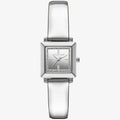 Michael Kors Emery MK1219 Square Silver-Tone Metallic Leather Watch