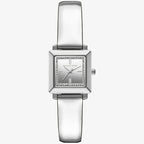 Michael Kors Emery MK1219 Square Silver-Tone Metallic Leather Watch
